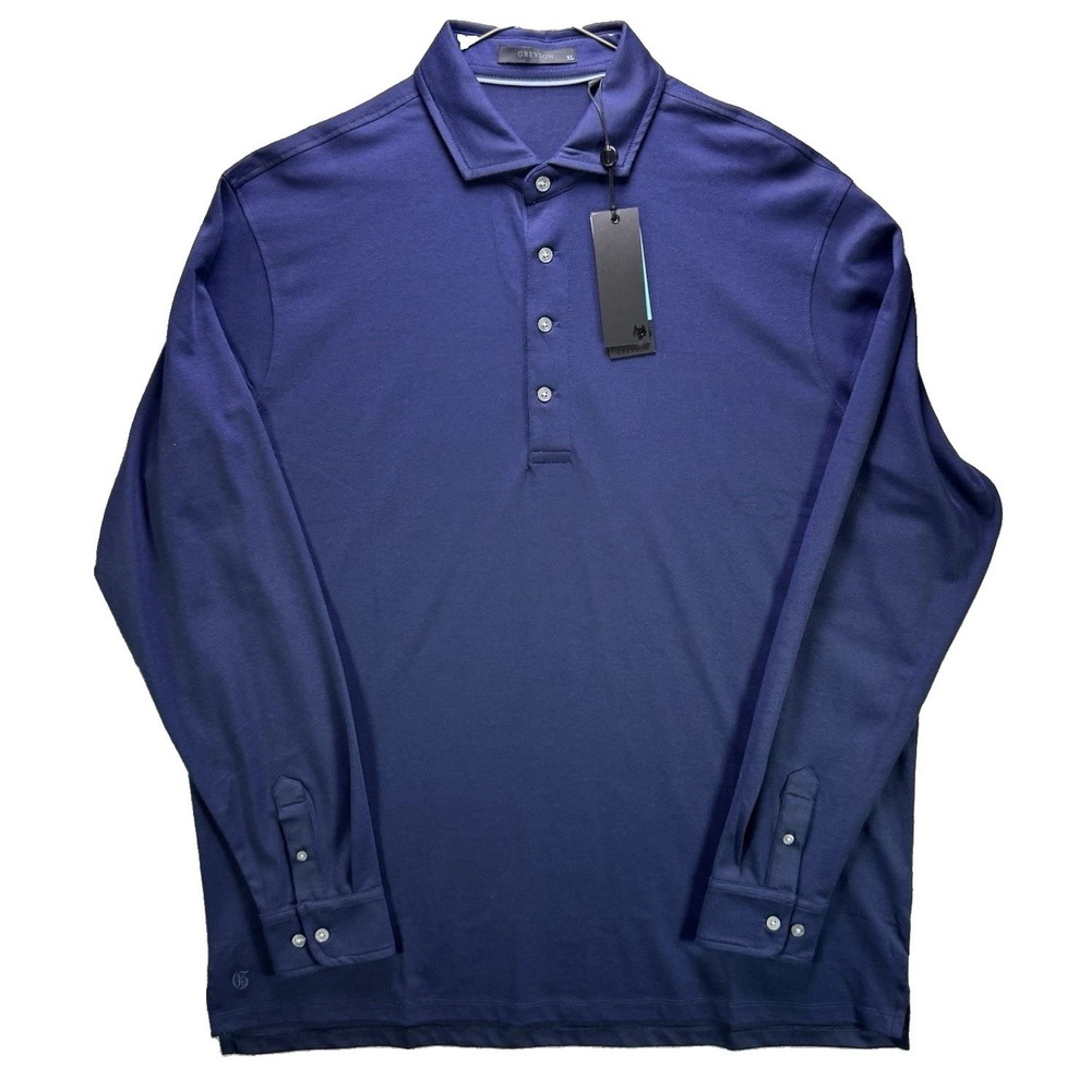 Greyson Polo Shirt Mens XL Maltese Blue Omaha Long Sleeve Preppy Golf NWT